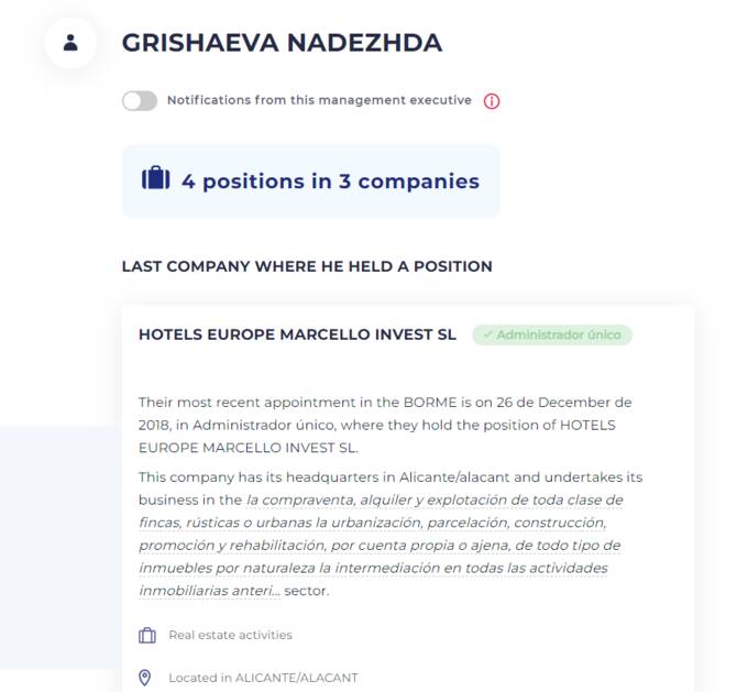 Nadezhda Grishaeva appointments.